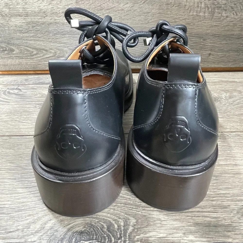 Alexander McQueen Shoes Mens 44 11 Black Calf Leather Skull Derby Designer Italy